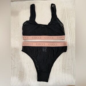 GG embroidered lingerie underwear set top and bottom